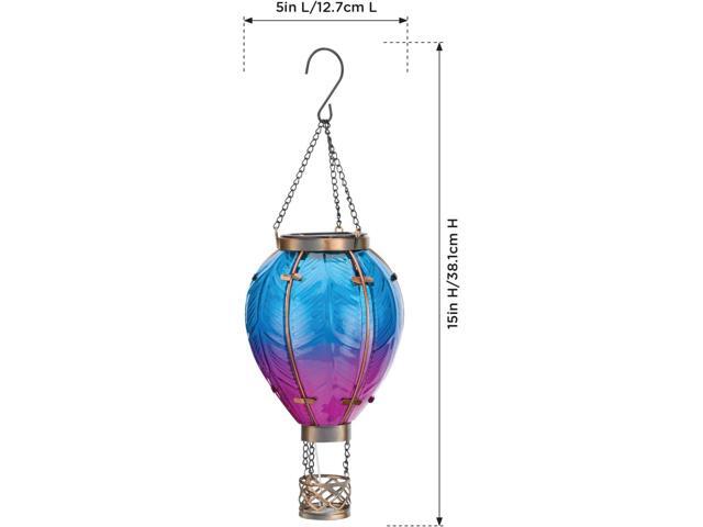 Regal Art & Gift Hot Air Balloon Solar Lantern Hanging Solar-Powered LED Lights, Waterproof Portable Decorative Outdoor Lamp Made of Metal & Glass...