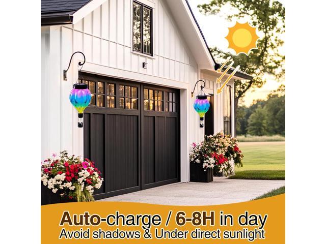 Hot Air Balloon Hanging Solar Lantern Outdoor Waterproof with Flickering Flame Gifts for Women Grandma Mom Glass Hanging Solar Lights Decorative...