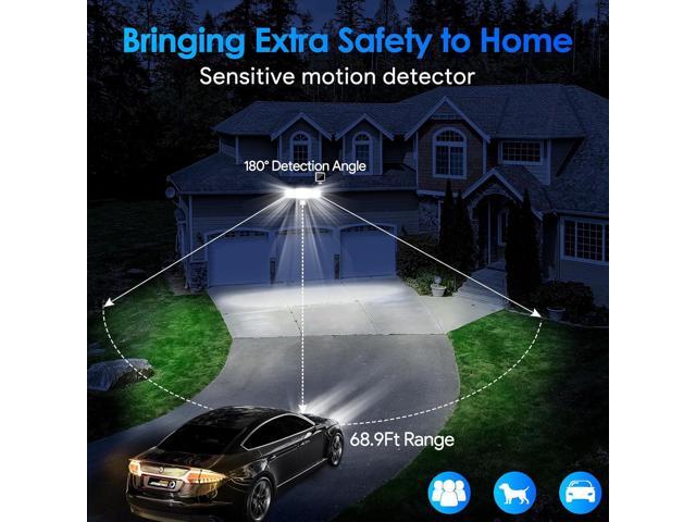 Energetic Solar Outdoor Lights, 1800LM 192 LED Security Motion Sensor Outdoor Lights with Remote Control, IP65 Waterproof Floodlight, 3 Head Motion...