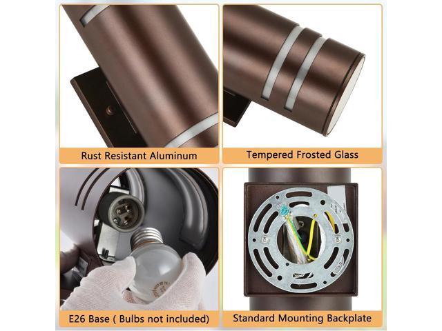 Outdoor Wall Lights 2 Pack, Modern Porch Lights Outdoor IP65 Waterproof, Up Down Exterior Lighting Fixtures for House Patio, Oil Rubbed Bronze