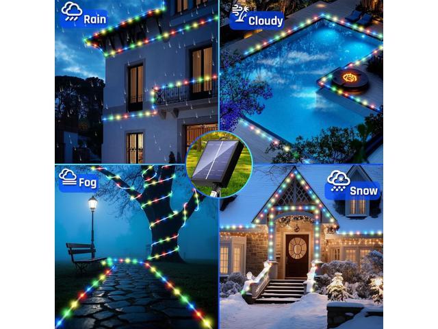 New Upgraded Solar Rope Lights Outdoor Waterproof 105ft 300 LED Solar String Lights with Remote Timing Dimmable 19 Modes Christmas Lights for Yard...