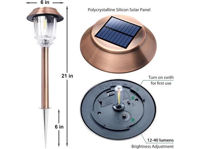 DenicMic Solar Garden Lights Outdoor Pathway Lights Glass Stainless Steel Waterproof Solar Powered Landscape Lighting for Yard Patio Lawn Path...