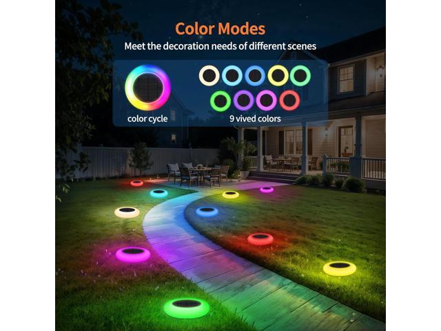intelamp Solar Lights Outdoor, 6Pack Solar Garden Lights with Remote Control, Pathway Light Waterproof Color Changing for Yard Lawn Patio Pathway...