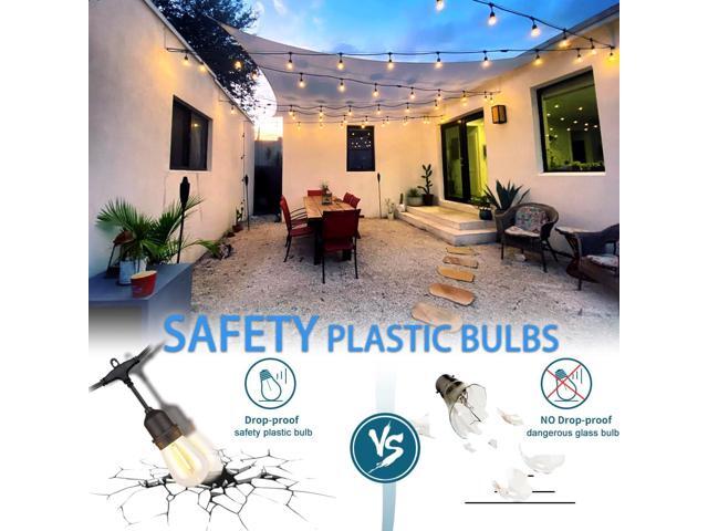 48FT Outdoor Waterproof String Lights with 25 Shatterproof Bulbs, IP65 Patio Lights for Garden Wedding Cafe - Tangle-Free Cables with Hooks (Warm...