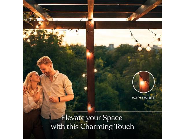 Brightech Ambience Pro Solar Powered LED Outdoor String Lights - 27 Ft Commercial Waterproof Patio Lights with Edison Bulbs - Durable String Lights...