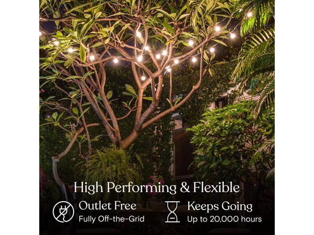 Brightech Ambience Pro Solar Powered LED Outdoor String Lights - 27 Ft Commercial Waterproof Patio Lights with Edison Bulbs - Durable String Lights...