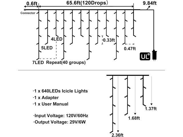 White Christmas Lights Outdoor, 66ft 640 LED Icicle Lights for Outside House with Connectable Clear Wire 8 Modes Timer, Plug in Waterproof for Home...