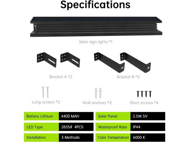 Solar Sign Light Outdoor Bright LED 6000K White Dusk to Dawn Solar Powered for Mailbox, Address, House Number, Real Estate Sign Posts, Billboard...