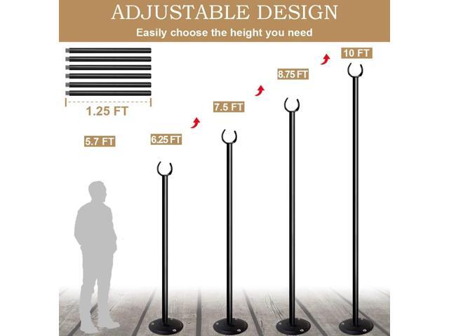 10ft String Light Poles for Outdoors, Outside Light Poles for Hard Ground Surface, Backyard, Patio, Outdoor Lighting, Matte Black, 2 Pack