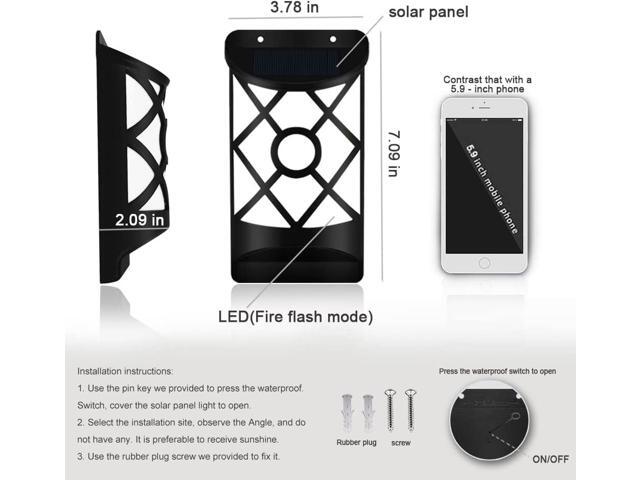 Aityvert Solar Flame Lights Outdoor, Waterproof Flickering Flame Solar Lights Dark Sensor Auto On/Off 66 LED Solar Powered Wall Mounted Night...