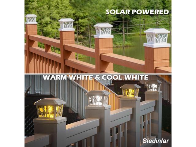 SIEDiNLAR Solar Post Cap Lights Outdoor, Aluminum Glass 2 Modes Edison LED Bulbs for 4x4 5x5 6x6 Vinyl/Wooden Posts Fence Deck Patio Decor, Warm...