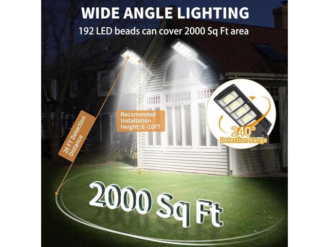 Solar Flood Lights Outdoor LED: 2 Pack Solar Street Lights Outdoor Waterproof Dusk to Dawn 12000 Lumen Solar Powered Wall Mount Lamp Motion Sensor...