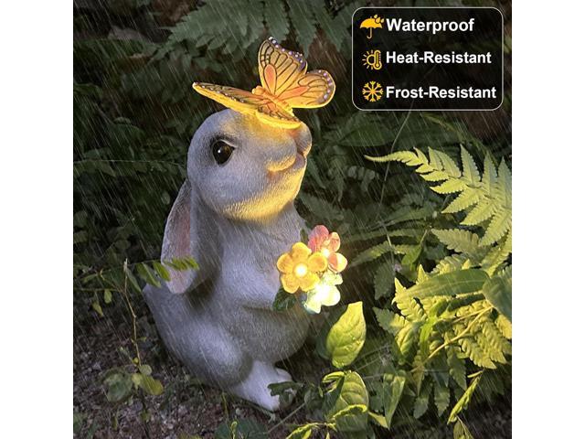 YODY Solar Garden Statues Outdoor Decor- Yard Decorations for Patio, Balcony, Backyard, Lawn Ornaments - Rabbit Figurines with LED Light- Unique...
