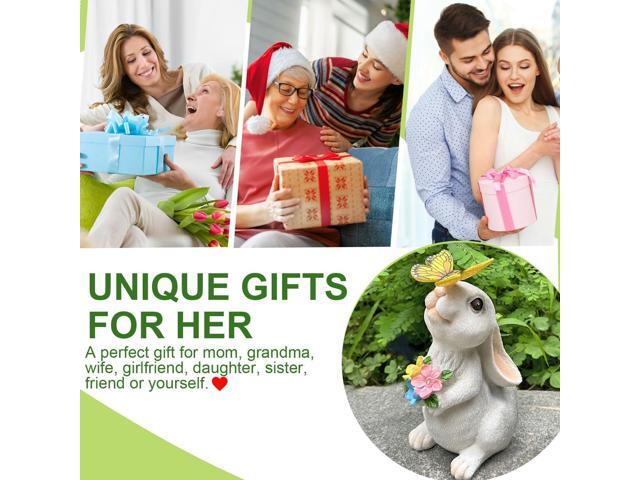 YODY Solar Garden Statues Outdoor Decor- Yard Decorations for Patio, Balcony, Backyard, Lawn Ornaments - Rabbit Figurines with LED Light- Unique...