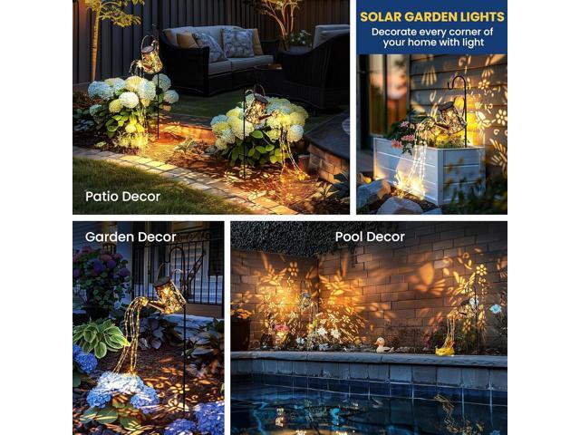 Solar Lights Outdoor Garden Decor, Large Lanterns Watering Can Lights Gardening Gifts for Mom Women Grandma Birthday, Hanging Lights Outdoor...