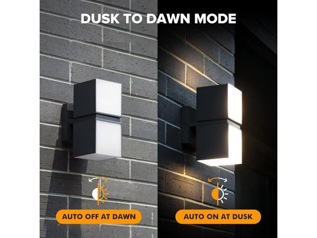 LUTEC Cuba Dusk to Dawn Outdoor Wall Lights, 3000K 1100LM LED Integrated Porch Wall Light Outdoor, IP54 Waterproof Aluminum Wall Sconce Exterior...