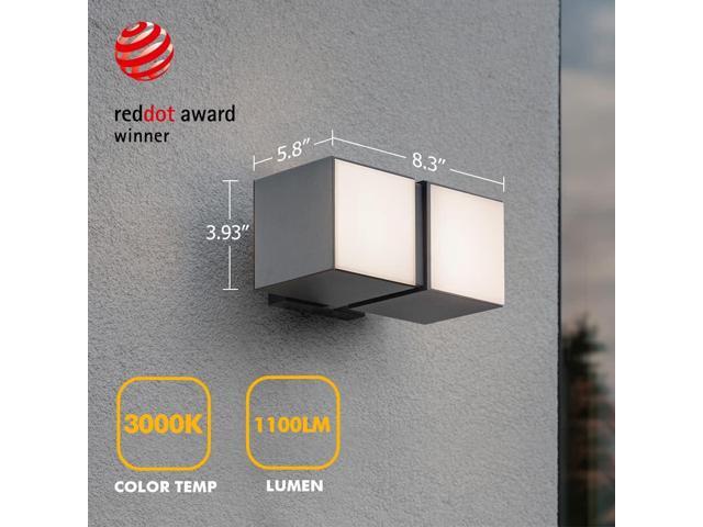 LUTEC Cuba Dusk to Dawn Outdoor Wall Lights, 3000K 1100LM LED Integrated Porch Wall Light Outdoor, IP54 Waterproof Aluminum Wall Sconce Exterior...