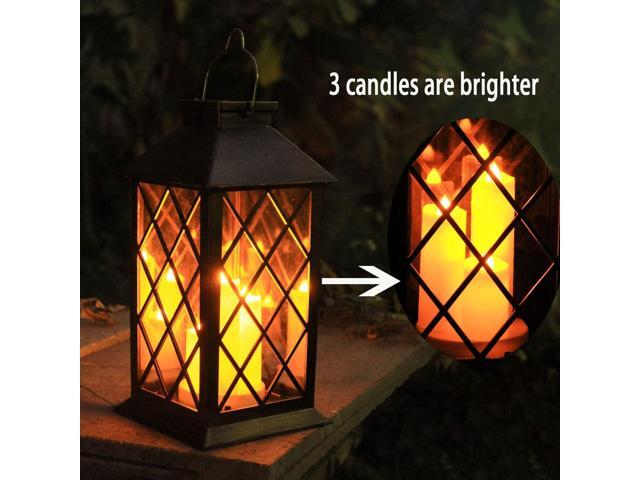 Solar Outdoor Lantern, Garden Hanging Waterproof Lanterns PVC Upgrade 3 LED Flickering Flameless Candle Decorative for Garden Women Mom Grandma...