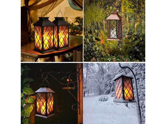 Solar Outdoor Lantern, Garden Hanging Waterproof Lanterns PVC Upgrade 3 LED Flickering Flameless Candle Decorative for Garden Women Mom Grandma...