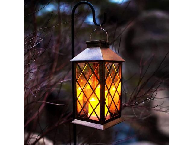 Solar Outdoor Lantern, Garden Hanging Waterproof Lanterns PVC Upgrade 3 LED Flickering Flameless Candle Decorative for Garden Women Mom Grandma...