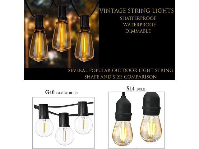 100ft Outdoor String Lights 30 ft with 27 LED Edison Bulbs, Dimmable Waterproof Shatterproof 2200K Warm
