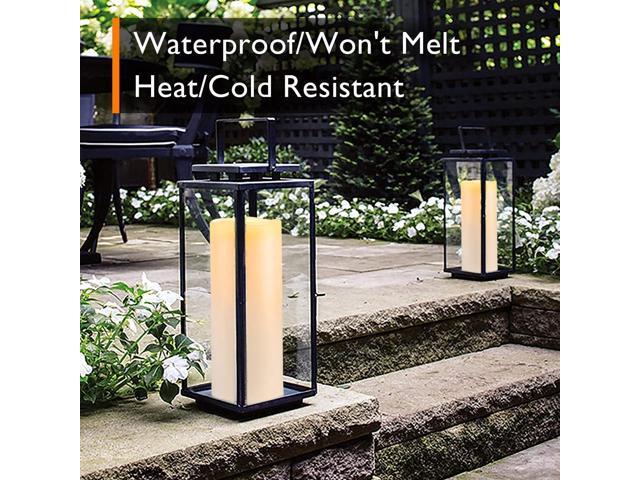 Homemory 10' x 4' Large Waterproof Outdoor Flameless Candles with Remote Control and Timer, Battery Operated Flickering LED Pillar Candles for...