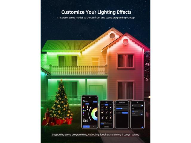 Permanent Outdoor Lights 100ft with 72 LEDs, DIY Scene Modes, Smart RGBW String Lights Waterproof, App/Remote Control for Christmas, Holidays,...