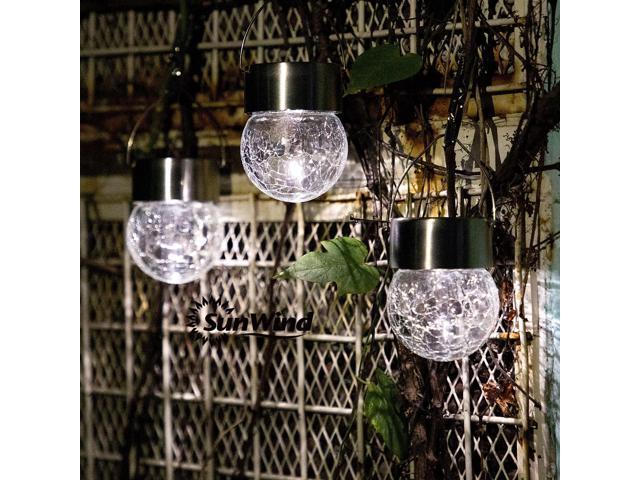 SUNWIND Hanging Solar Ball Lights Outdoor - 8 Pack Cracked Glass Decorative Garden Lights Waterproof Solar Lanterns for Yard, Patio, Fence, Tree,...