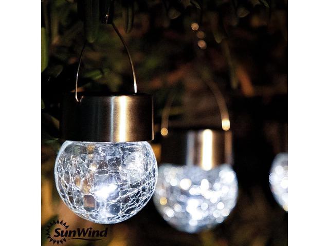 SUNWIND Hanging Solar Ball Lights Outdoor - 8 Pack Cracked Glass Decorative Garden Lights Waterproof Solar Lanterns for Yard, Patio, Fence, Tree,...