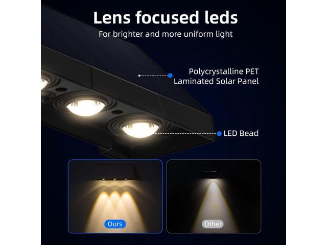 Solar Wall Lights Outdoor, 3 LED Lenses Fence Lights Solar Powered Outdoor Waterproof Warm White, Dusk to Dawn Exterior House Number Lighting for...