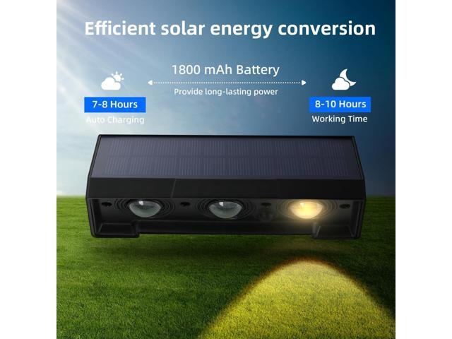 Solar Wall Lights Outdoor, 3 LED Lenses Fence Lights Solar Powered Outdoor Waterproof Warm White, Dusk to Dawn Exterior House Number Lighting for...