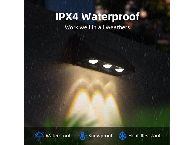 Solar Wall Lights Outdoor, 3 LED Lenses Fence Lights Solar Powered Outdoor Waterproof Warm White, Dusk to Dawn Exterior House Number Lighting for...