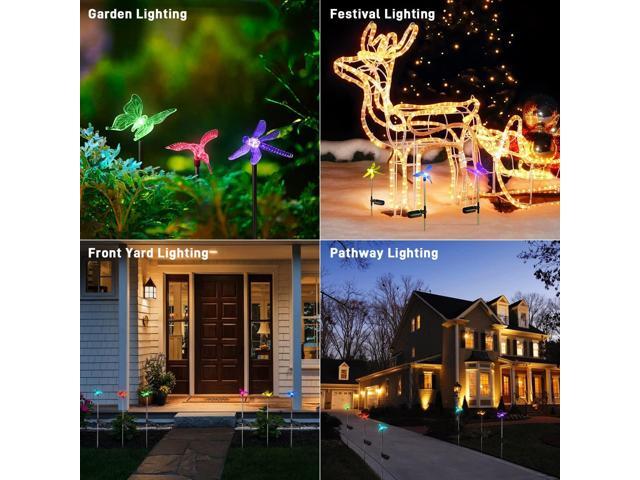 OxyLED Solar Garden Stake Lights 6 Pack Outdoor LED Figurine Lighting Color Changing Waterproof Solar Hummingbird Lights Butterfly Dragonfly for...