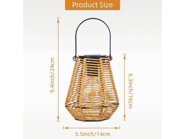 Solar Lanterns Outdoor Waterproof,Solar Lights for Outside Hanging Lights Outdoor Rattan Lantern Decoration for Garden, 2 Pack
