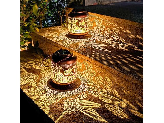 Hummingbird Solar Lanterns Outdoor Waterproof Hanging Solar Lights Hummingbird Gifts for Women Men Metal Bird Decorative LED Lanterns for Yard,...