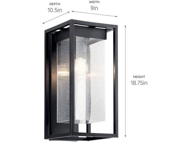 Kichler Lighting Mercer 20 inch 1 Light Outdoor Wall Light with Clear Seeded Glass in Black Finish, Large
