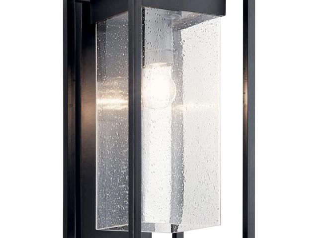 Kichler Lighting Mercer 20 inch 1 Light Outdoor Wall Light with Clear Seeded Glass in Black Finish, Large
