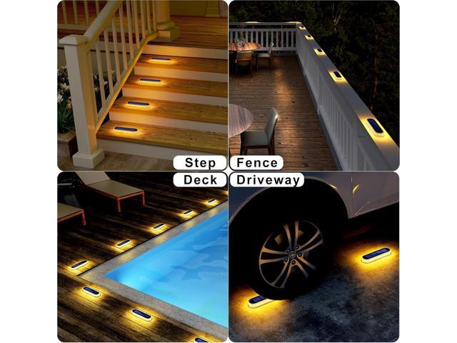 Solar Step Lights Outdoor Waterproof LED Deck, Fence, Stairs, Dock, Patio, Post, Railing, Garden, Backyard, Front Door, Pathway, Driveway, Porch (4...