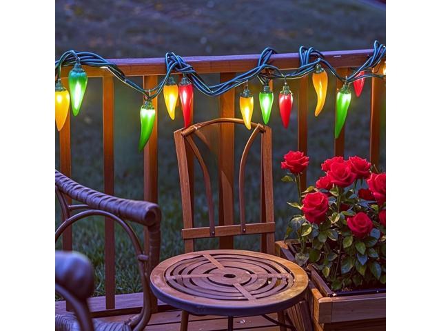 35 LED Red Green and Yellow Chili Pepper Christmas Lights, 18 Ft Green Wire House Decorative Lighting String, for Indoor and Outdoor Party,...