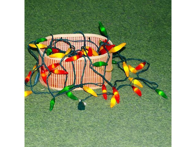 35 LED Red Green and Yellow Chili Pepper Christmas Lights, 18 Ft Green Wire House Decorative Lighting String, for Indoor and Outdoor Party,...