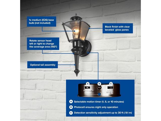 Heath HZ-4150-BK Zenith Motion-Activated Four-Sided Coach Light, Black Brass