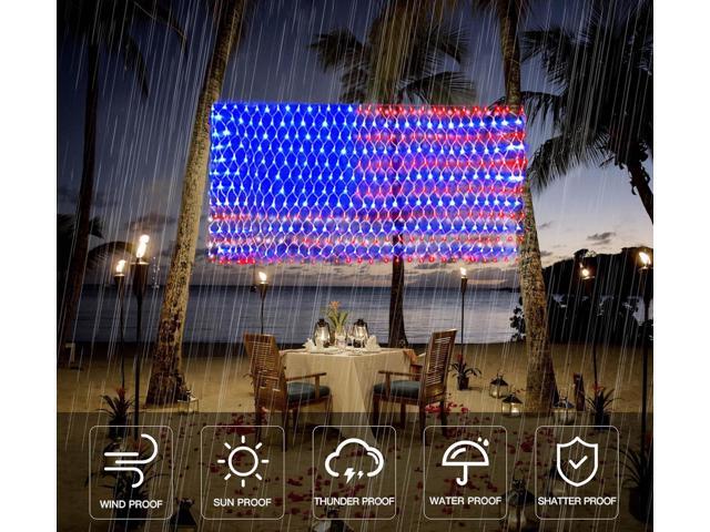 PUHONG (New) American Flag Lights, 420 LED USA Flag Net Lights, Outdoor Waterproof Patriotic Ornaments for Independence Day National Day July 4th...