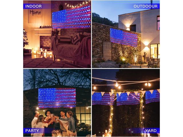 PUHONG (New) American Flag Lights, 420 LED USA Flag Net Lights, Outdoor Waterproof Patriotic Ornaments for Independence Day National Day July 4th...