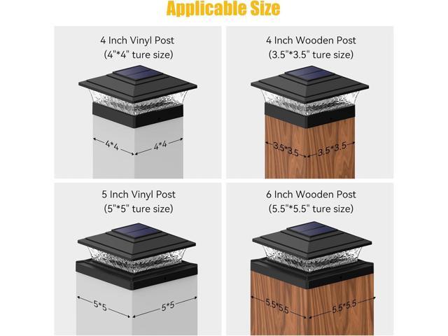 APONUO Solar Post Lights Outdoor, 2 Lighting Modes 16 LEDs Solar Post Cap Lights for 4x4 5x5 6x6 Vinyl Wooden Posts Waterproof Fence Post Lights...