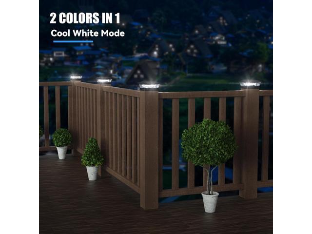 APONUO Solar Post Lights Outdoor, 2 Lighting Modes 16 LEDs Solar Post Cap Lights for 4x4 5x5 6x6 Vinyl Wooden Posts Waterproof Fence Post Lights...