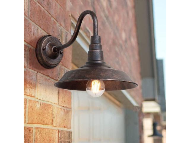 2-Pack Outdoor Gooseneck Barn Light 10' Retro Exterior Wall Light Iron Art Dome Farmhouse Wall Sconces Anti-Rust Waterproof Outdoor Light for House...