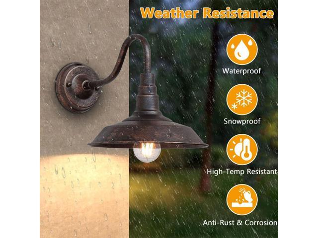 2-Pack Outdoor Gooseneck Barn Light 10' Retro Exterior Wall Light Iron Art Dome Farmhouse Wall Sconces Anti-Rust Waterproof Outdoor Light for House...