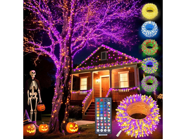 LitHome Color Changing Christmas Lights, 34 Colors 66Ft 200 LED Christmas String Lights with Remote Timer, Connectable Plug in Halloween String...