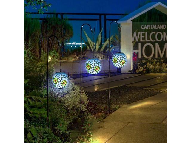 VCUTEKA Solar Lanterns Outdoor Waterproof - Hanging Solar Lights Garden LED Lanterns Mosaic Glass Design for Landscape Patio Yard Garden Pathway...