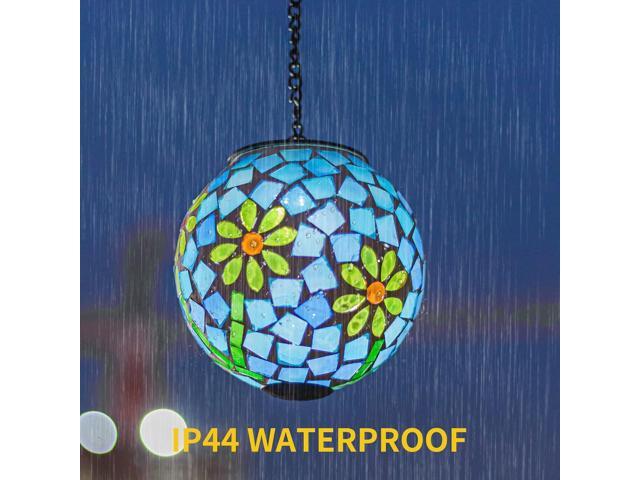 VCUTEKA Solar Lanterns Outdoor Waterproof - Hanging Solar Lights Garden LED Lanterns Mosaic Glass Design for Landscape Patio Yard Garden Pathway...